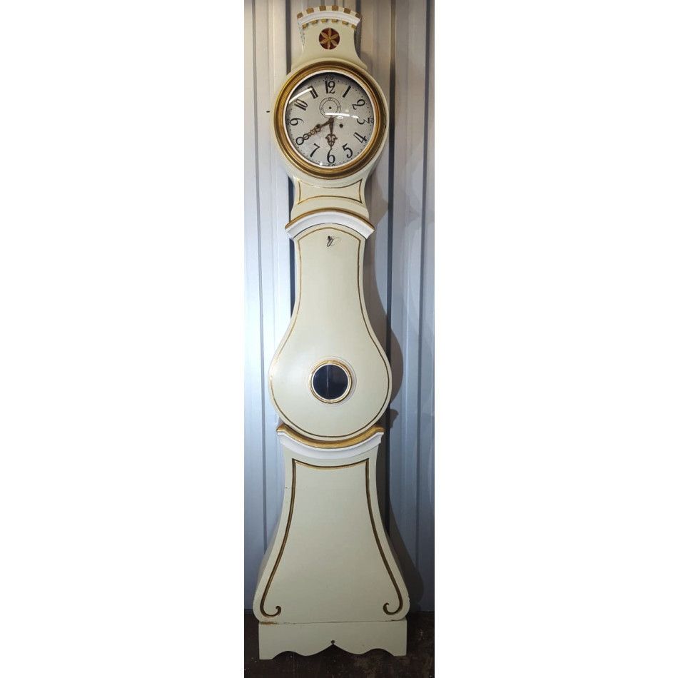 White Antique Swedish Mora Clock Fryksdall