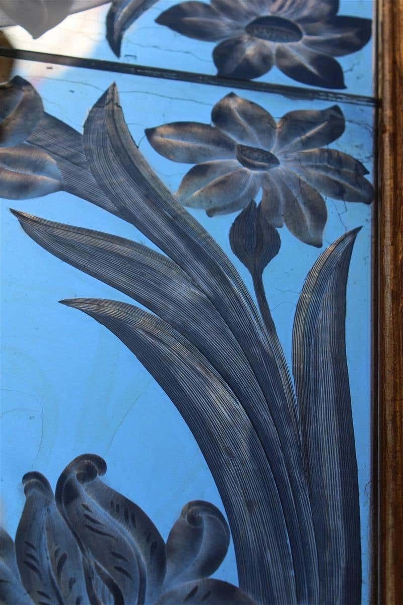 4500.0 Decorative Mirror France 1930 With Engravings In Silver Floral Frame In Gold photo
