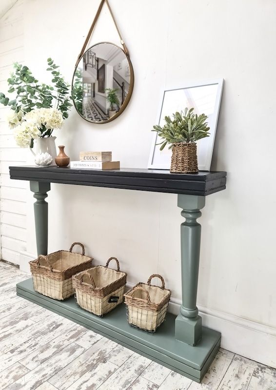 Console Hall Table, Sofa Table, Hand Painted Green And Black photo furniture