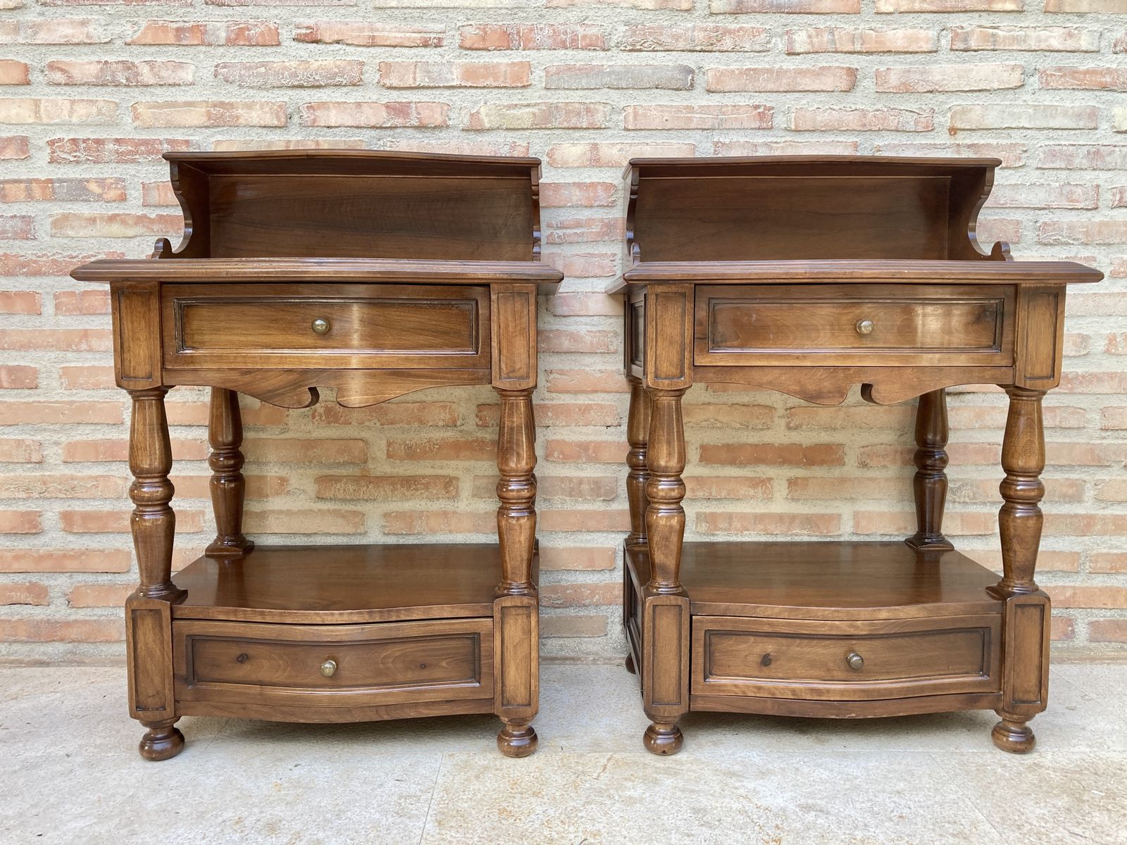 Pair Of Spanish Mid Century Wood Nightstands photo for sale
