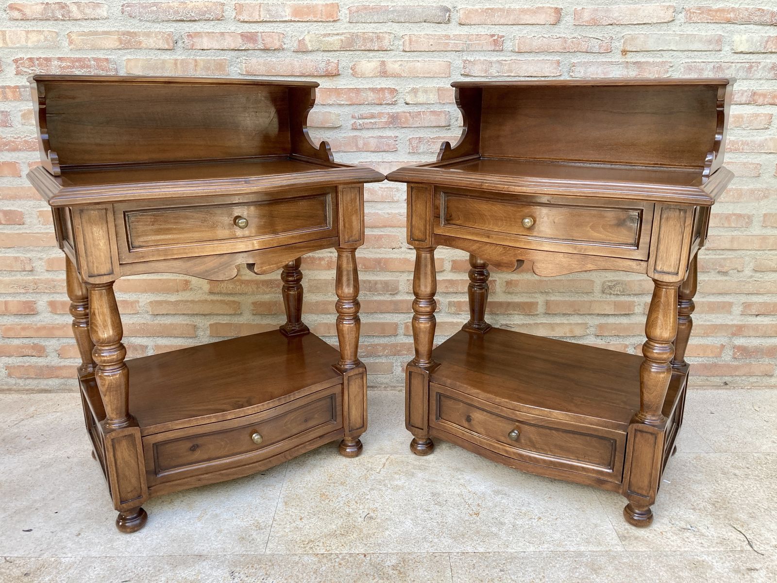 Pair Of Spanish Mid Century Wood Nightstands photo 2275.0