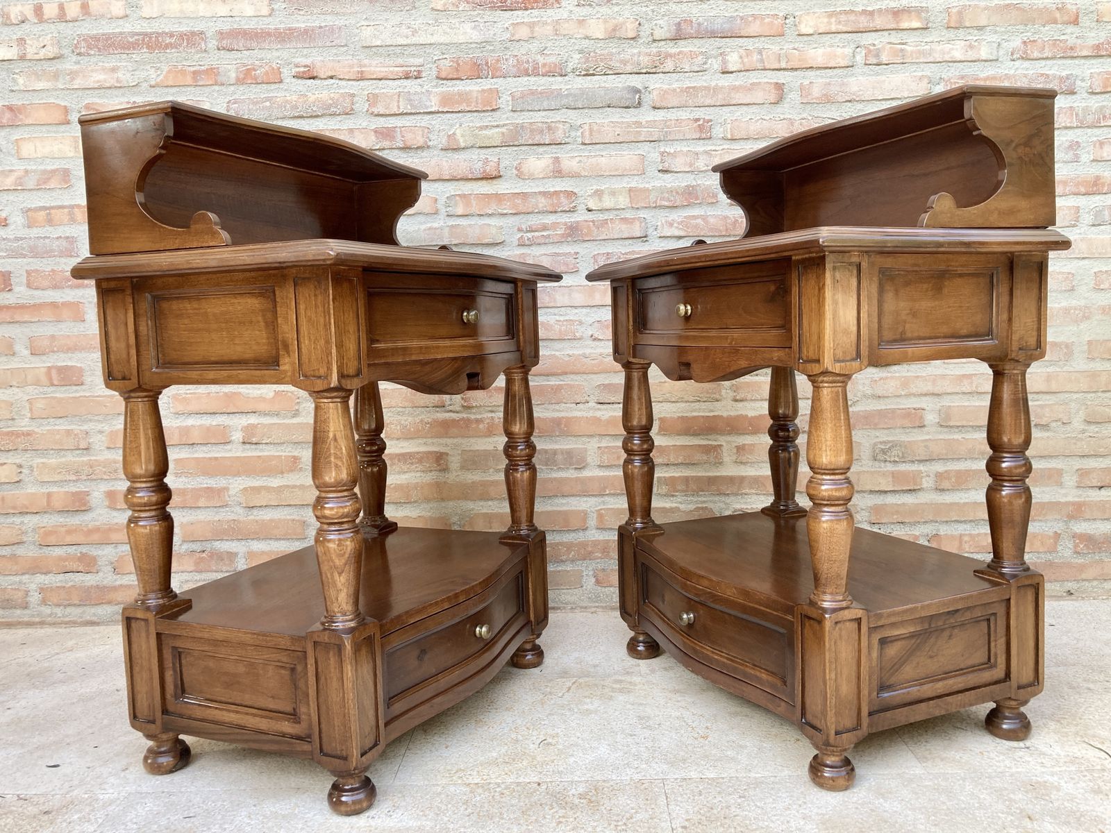 Pair Of Spanish Mid Century Wood Nightstands photo vinterior