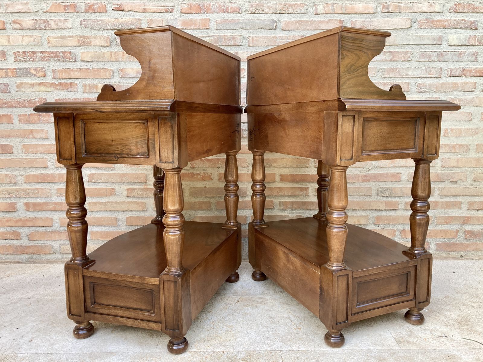 Pair Of Spanish Mid Century Wood Nightstands photo buy