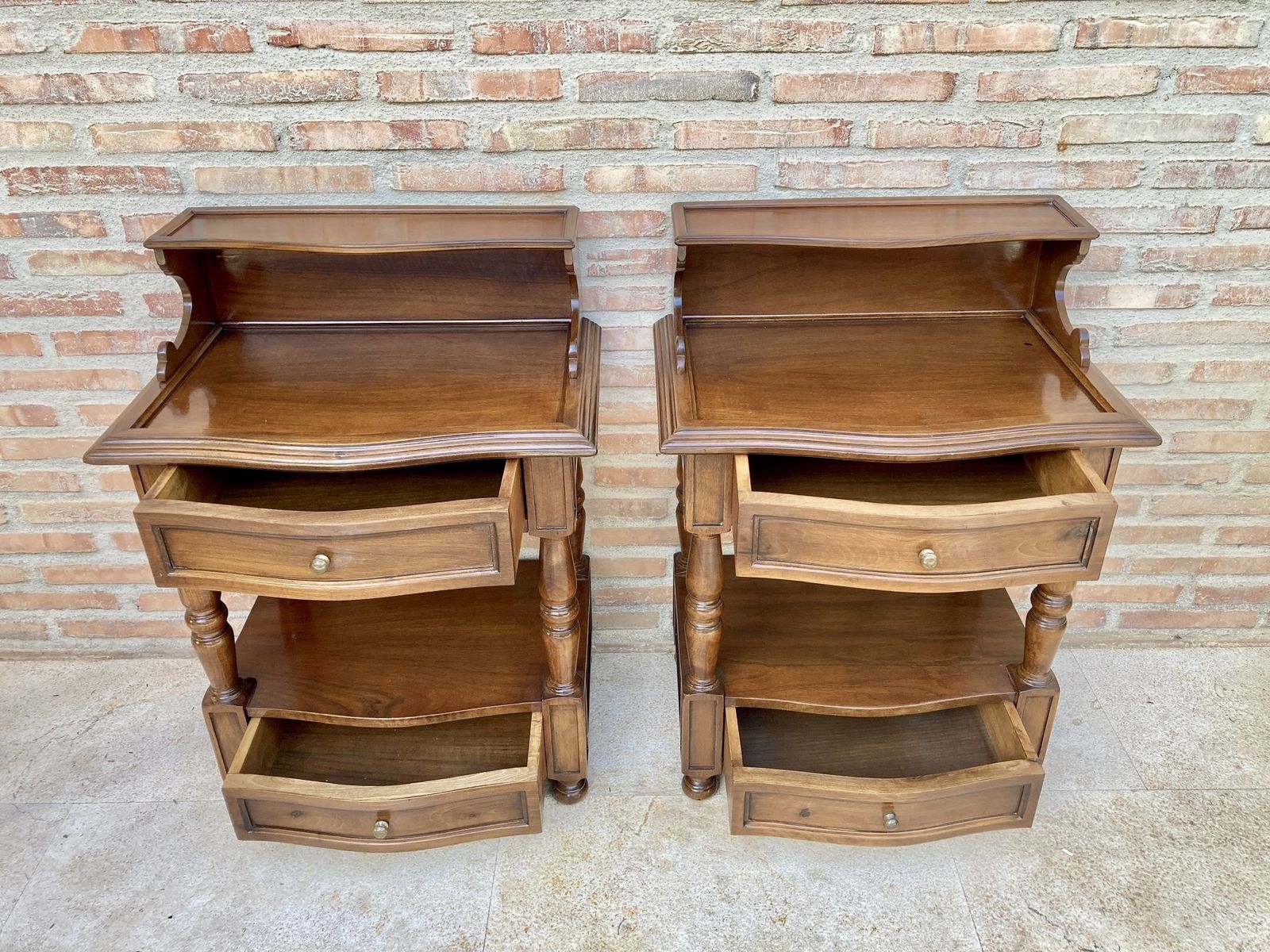 photo furniture Pair Of Spanish Mid Century Wood Nightstands