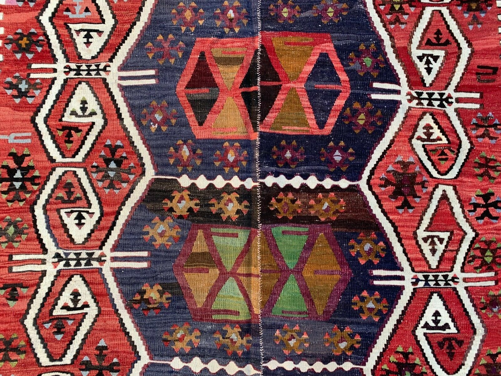 Vintage Turkish Kilim 348x154 Cm Wool Kelim Rug Large Red, Black, Green photo vintage