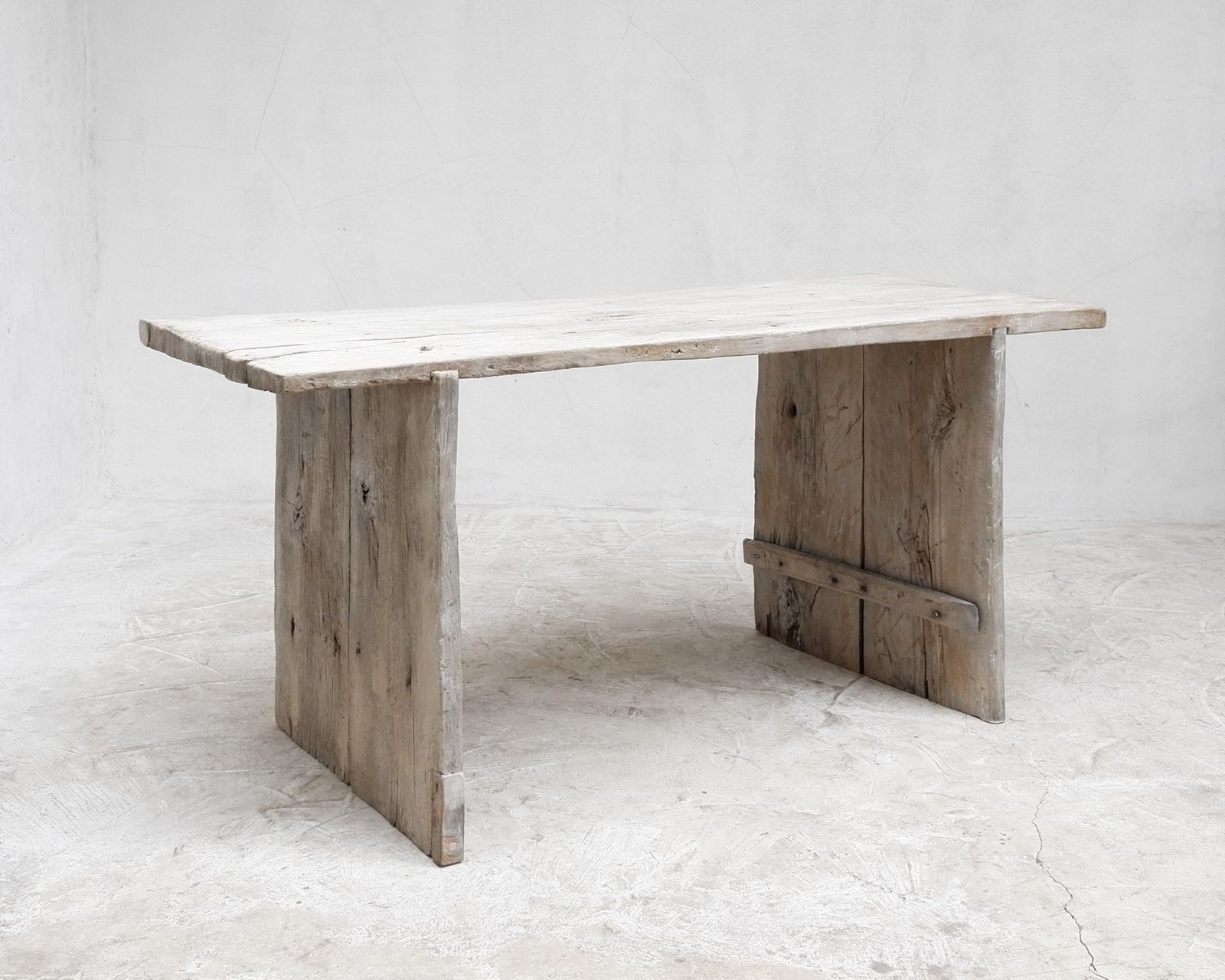 Bleached Out Hewn Slab Table, 18th Century And Earlier