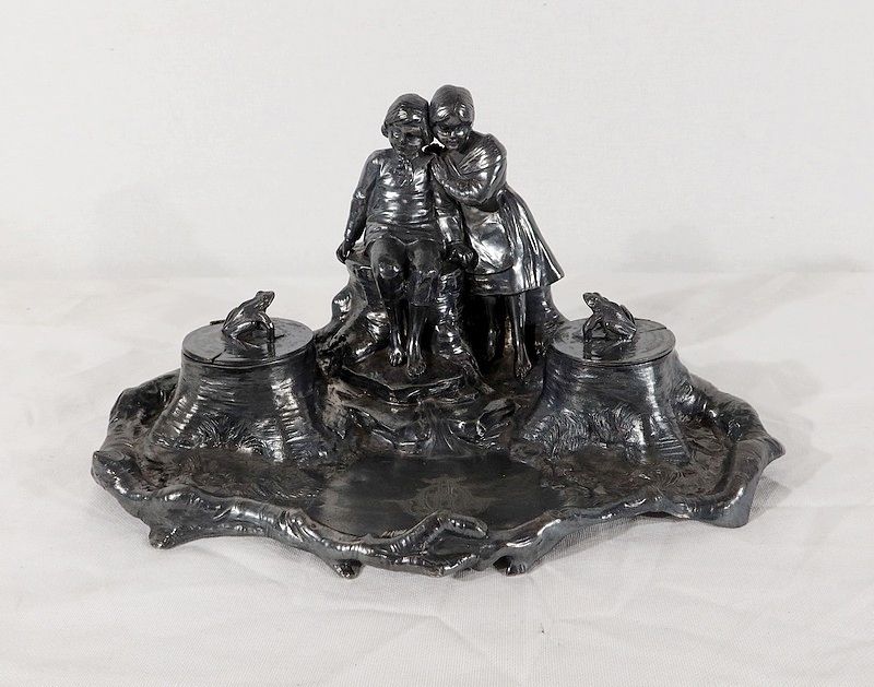 Pewter Inkwell, Art Nouveau Period – 1900