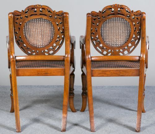 Unusual Pair Of Anglo Indian Elbow Chairs photo vintage