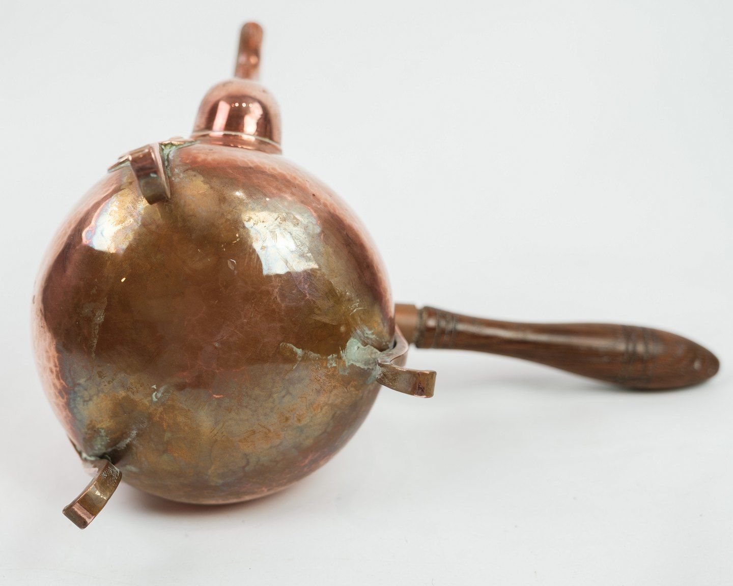Set Of 3 Copper Parts Coffee Pot Sugar Bowl And Cream Jug From Around 1960s Respectively photo for sale