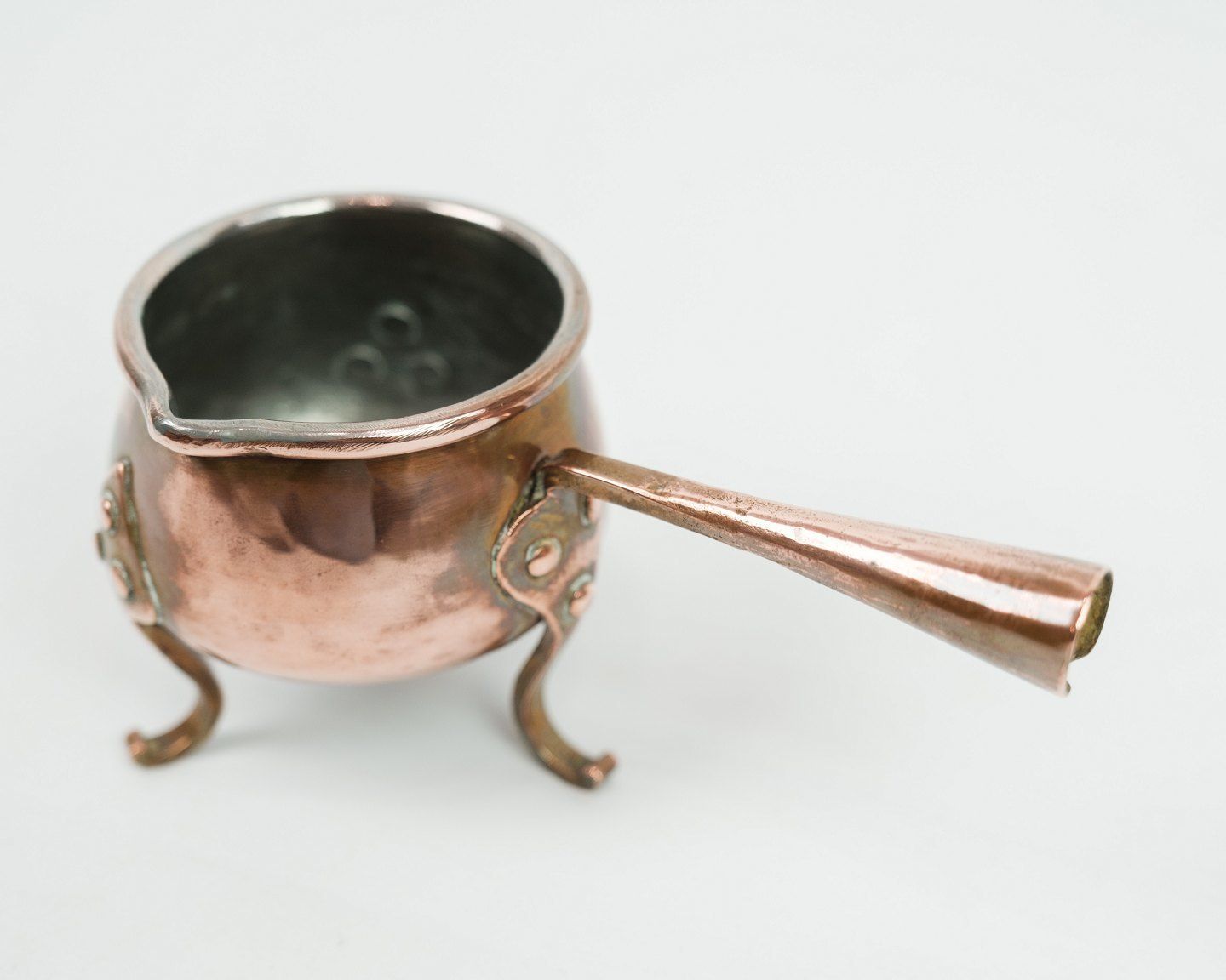 Set Of 3 Copper Parts Coffee Pot Sugar Bowl And Cream Jug From Around 1960s Respectively photo vintage