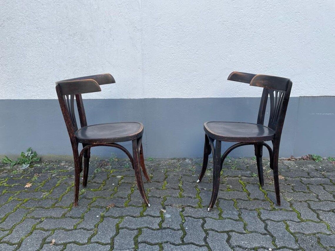 Italian Worn Bentwood Pair Of Chairs, 1950s, Italy photo furniture