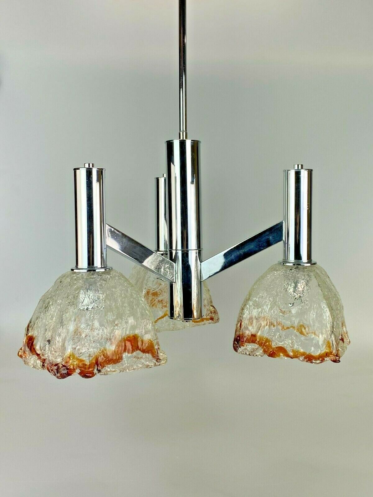 60s 70s Lamp Chrome Chandelier Chandelier Mazzega Murano Glass Design