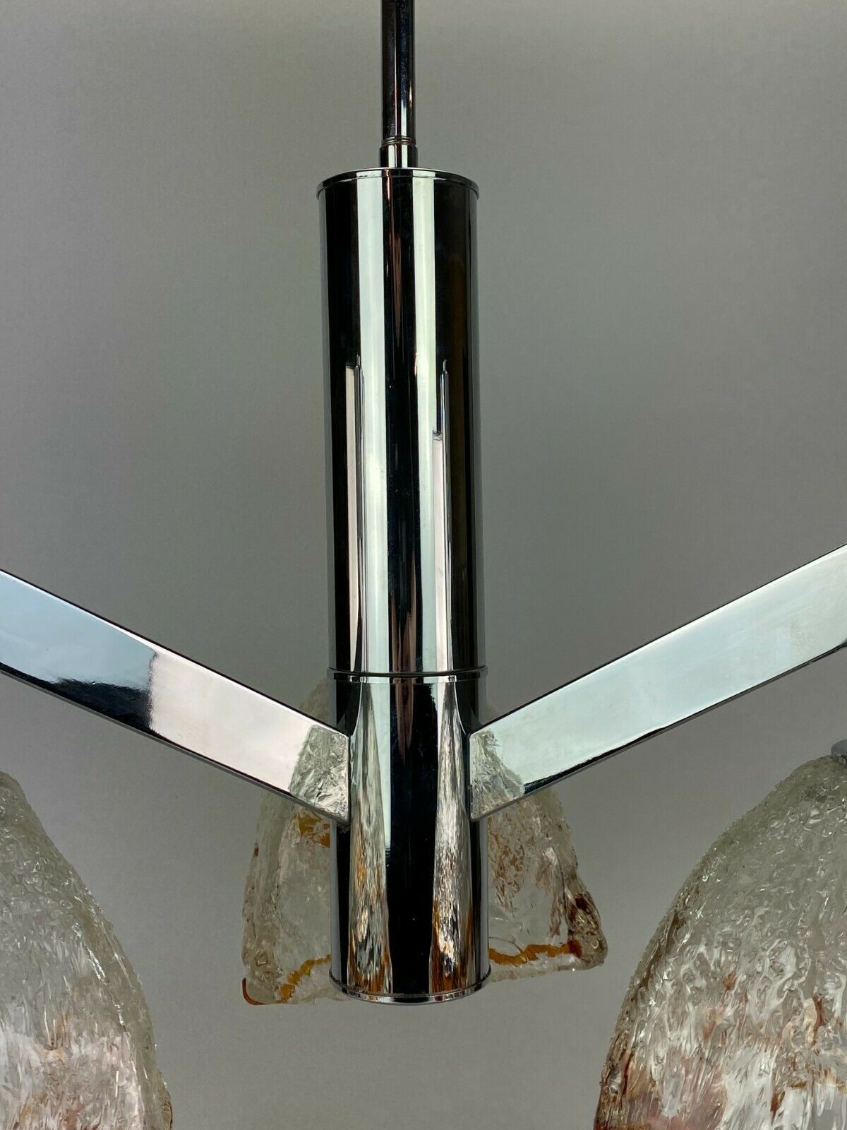 60s 70s Lamp Chrome Chandelier Chandelier Mazzega Murano Glass Design photo vinterior