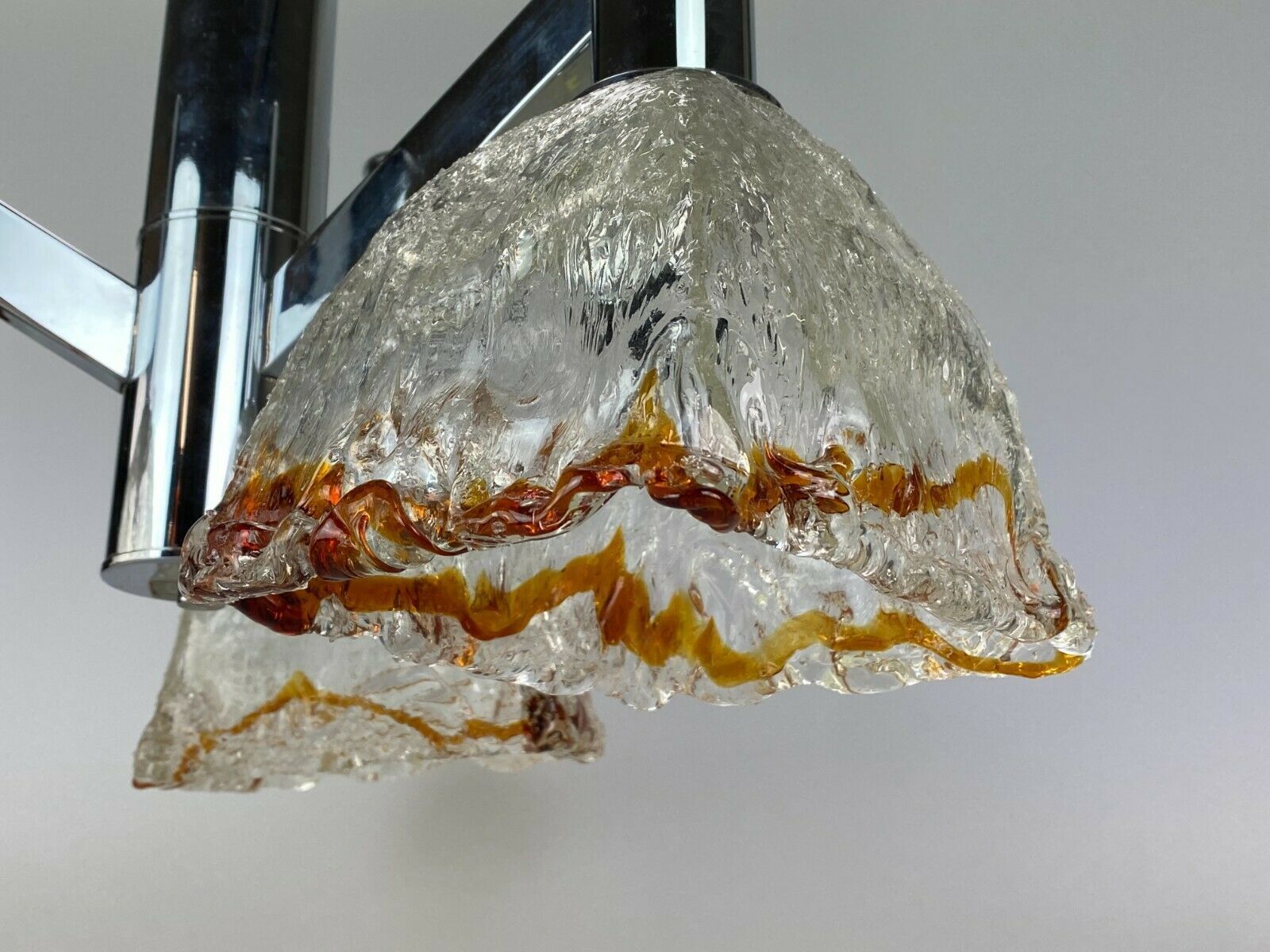 60s 70s Lamp Chrome Chandelier Chandelier Mazzega Murano Glass Design photo vintage