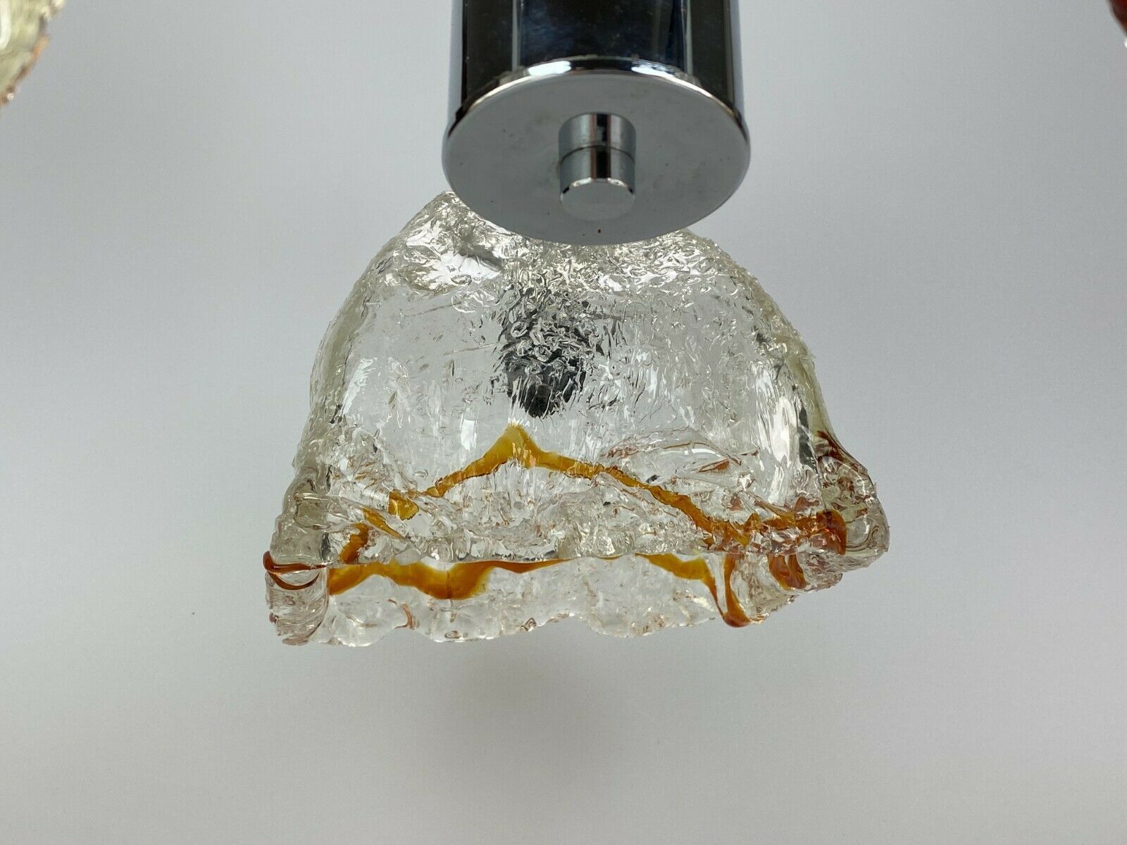 photo for sale 60s 70s Lamp Chrome Chandelier Chandelier Mazzega Murano Glass Design