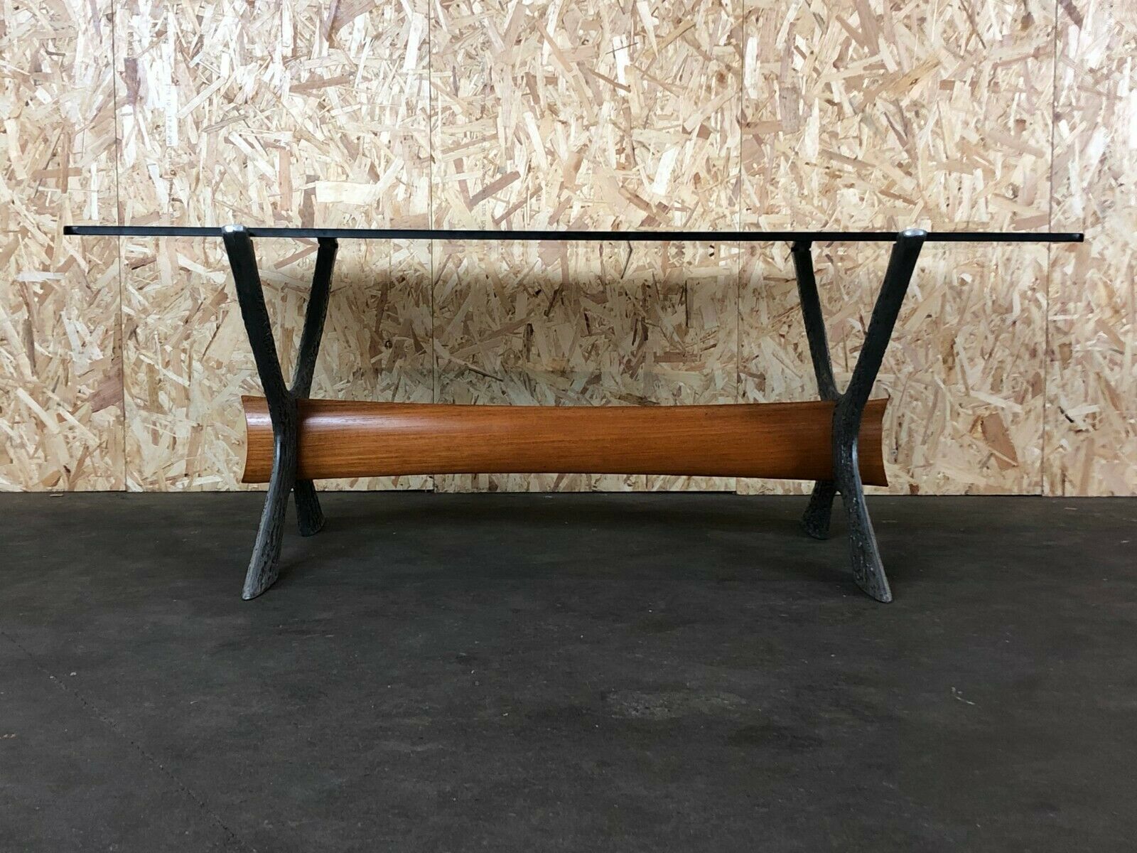 Coffee Table Coffee Table Glass Top Metal Teak 60s 70s photo furniture