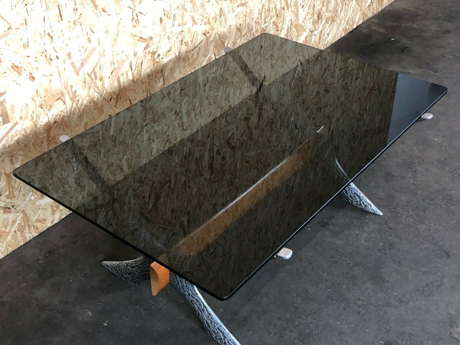Coffee Table Coffee Table Glass Top Metal Teak 60s 70s photo Furniture