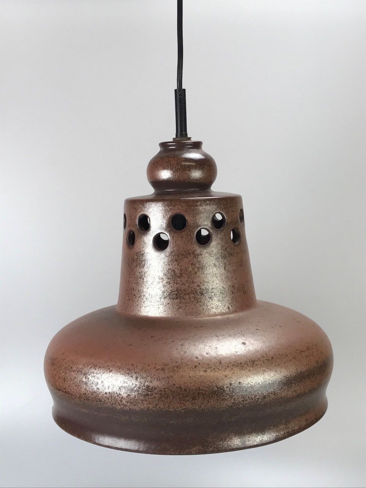 60s 70s Lamp Light Ceiling Lamp Ceramic Mid Century Space Age Brown