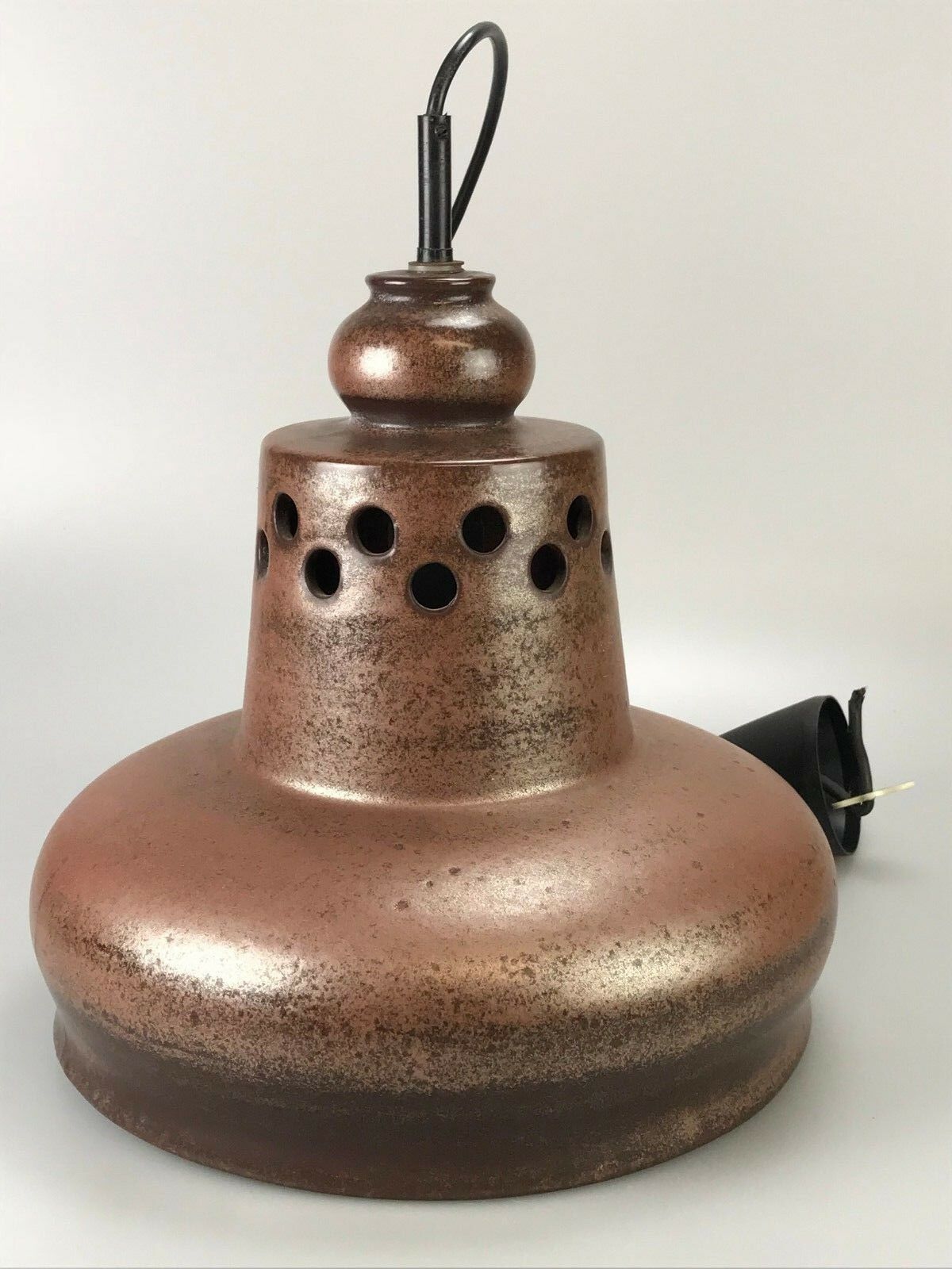 60s 70s Lamp Light Ceiling Lamp Ceramic Mid Century Space Age Brown photo vinterior