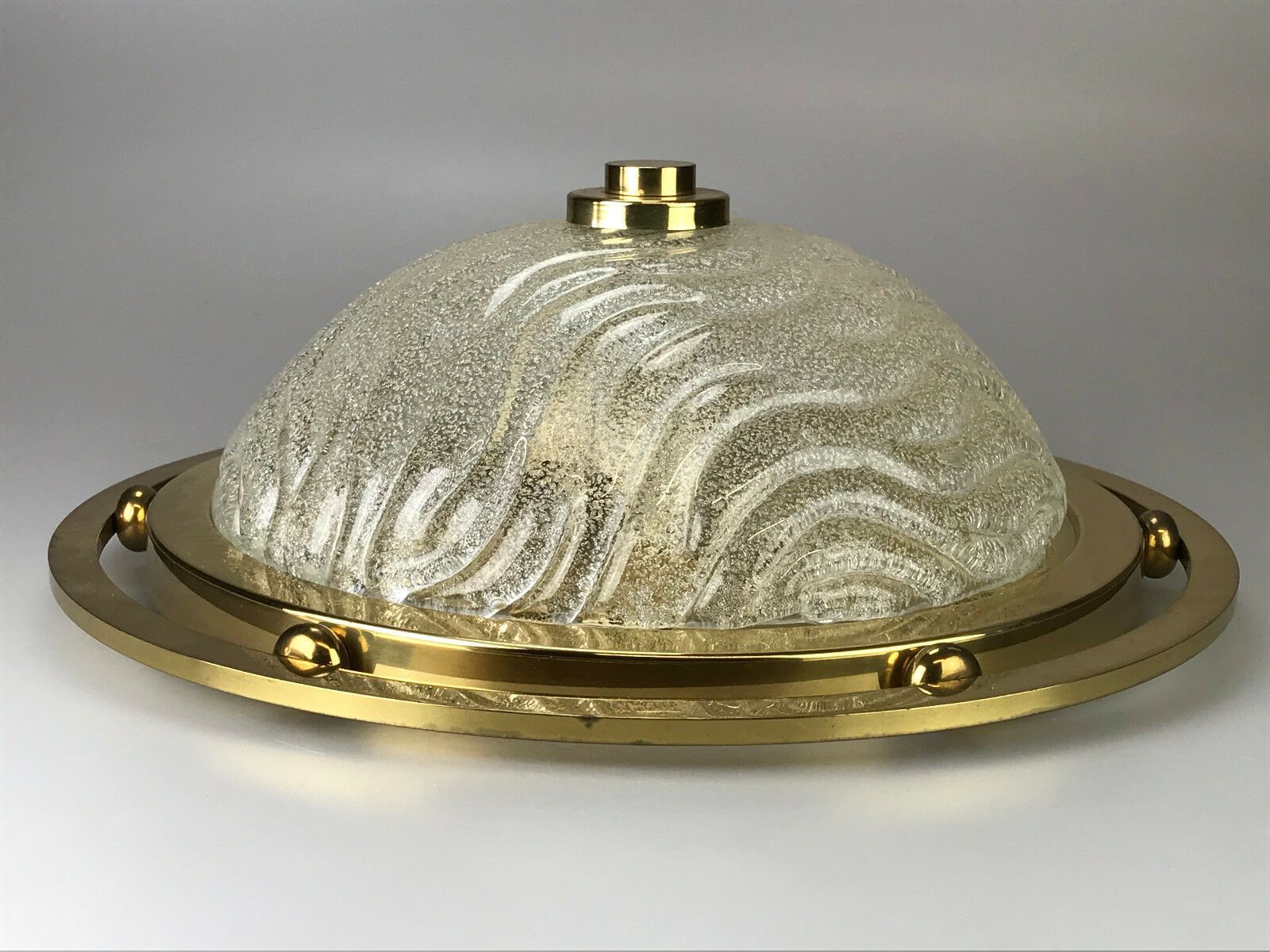 60s 70s Lamp Luminaire Plafoniere Flush Mount Ice Glass Space Age Design photo for sale