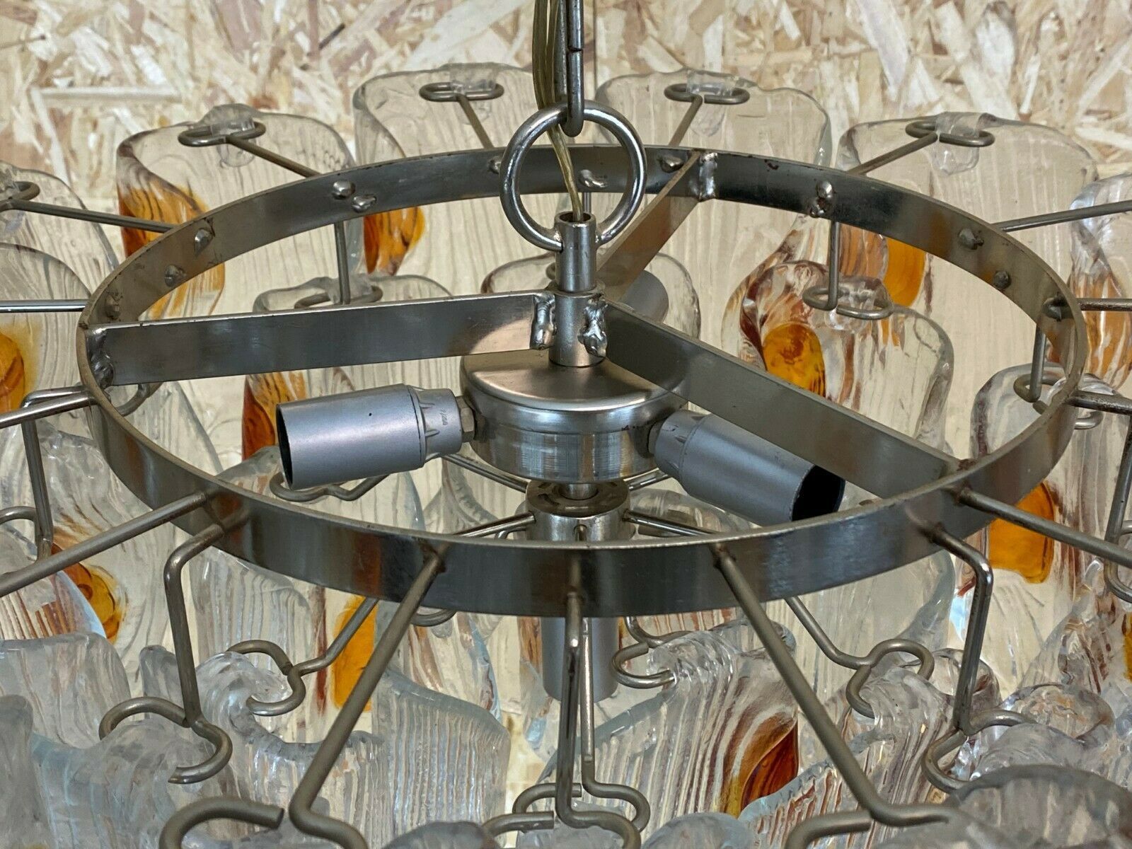 Lighting Xl 60s 70s Murano Glass Chrome Chandelier Chandelier Glass Space Age 60s photo