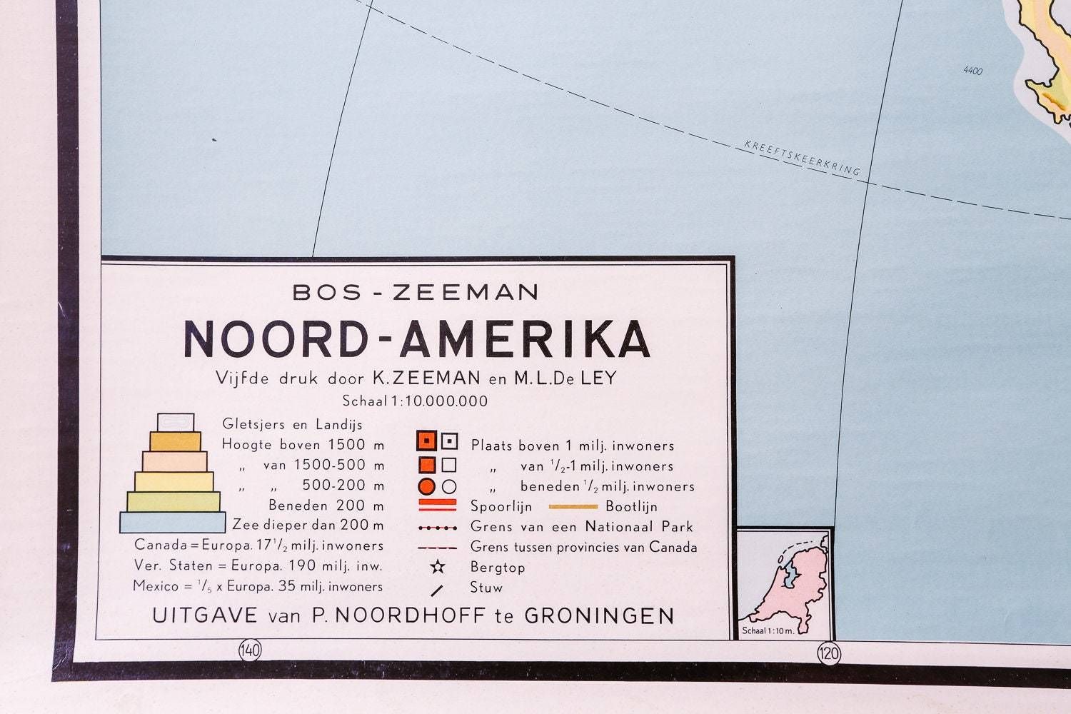 Original Mid Century Vintage Dutch Educational School Wall Chart USA North America Continent Map Quirky Beautiful Rare Bos photo furniture