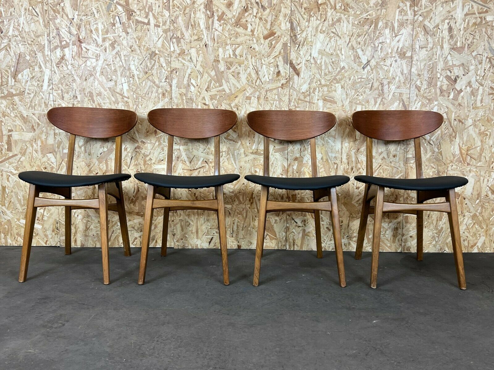 4x 60s 70s Teak Chairs Chair Dining Chair Danish Modern Design 60s 70s