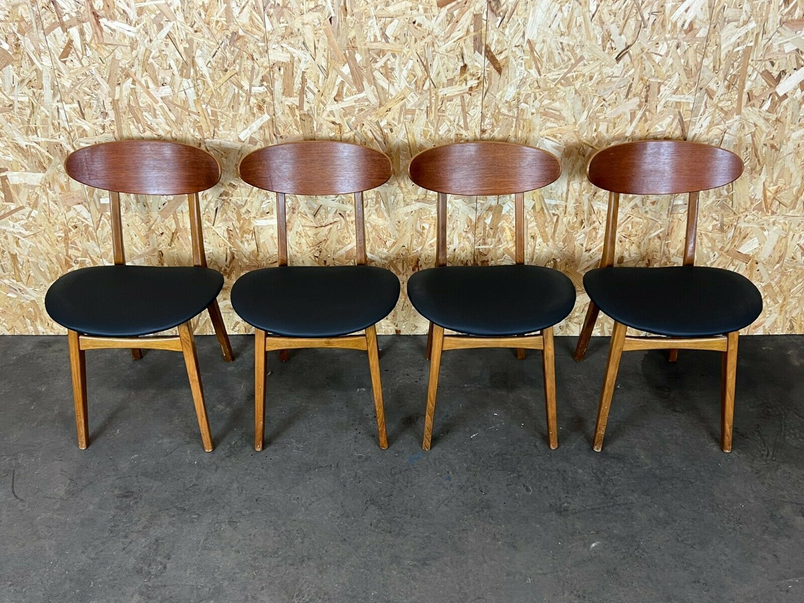 4x 60s 70s Teak Chairs Chair Dining Chair Danish Modern Design 60s 70s photo furniture