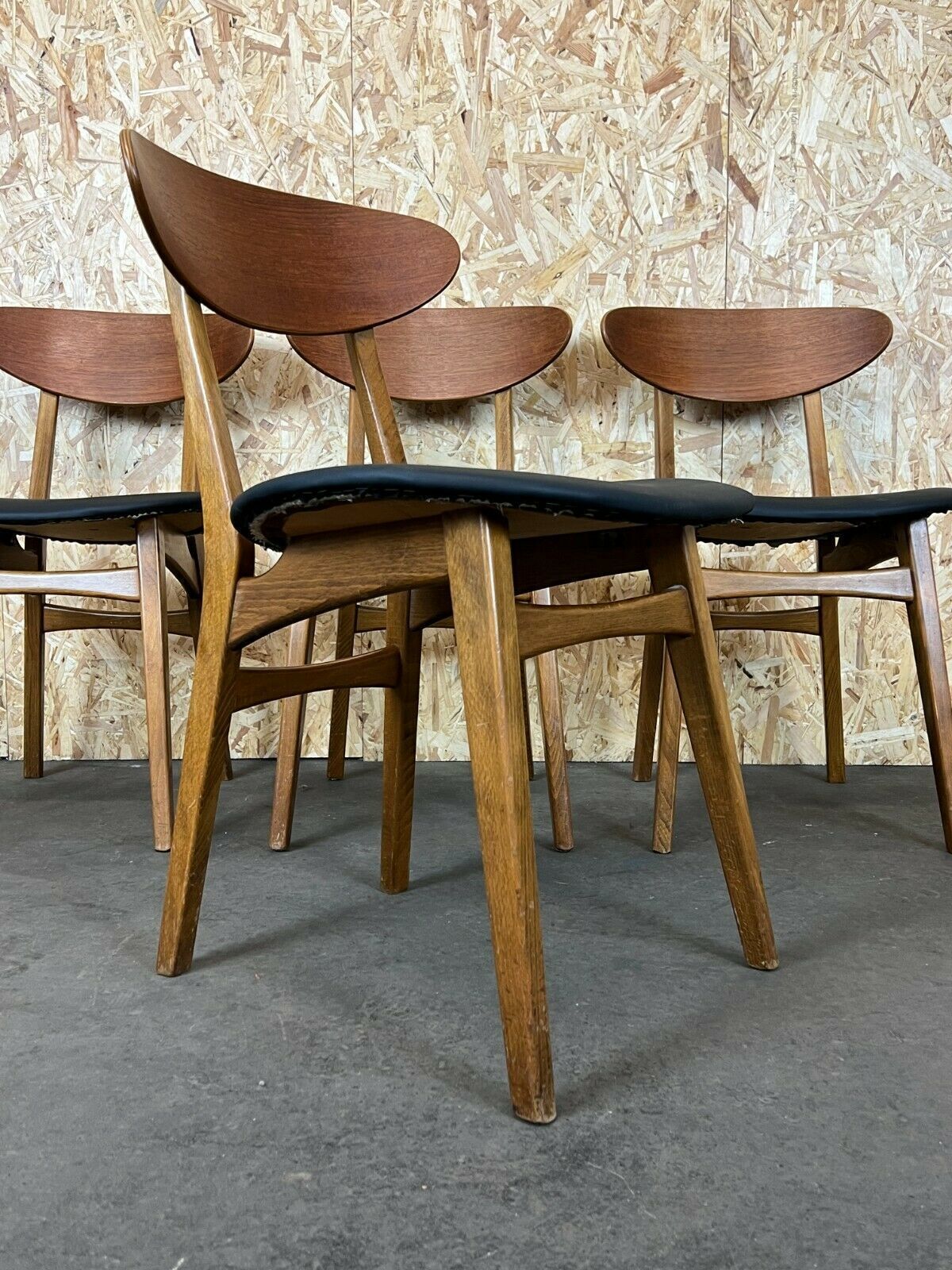 4x 60s 70s Teak Chairs Chair Dining Chair Danish Modern Design 60s 70s photo 1073.0