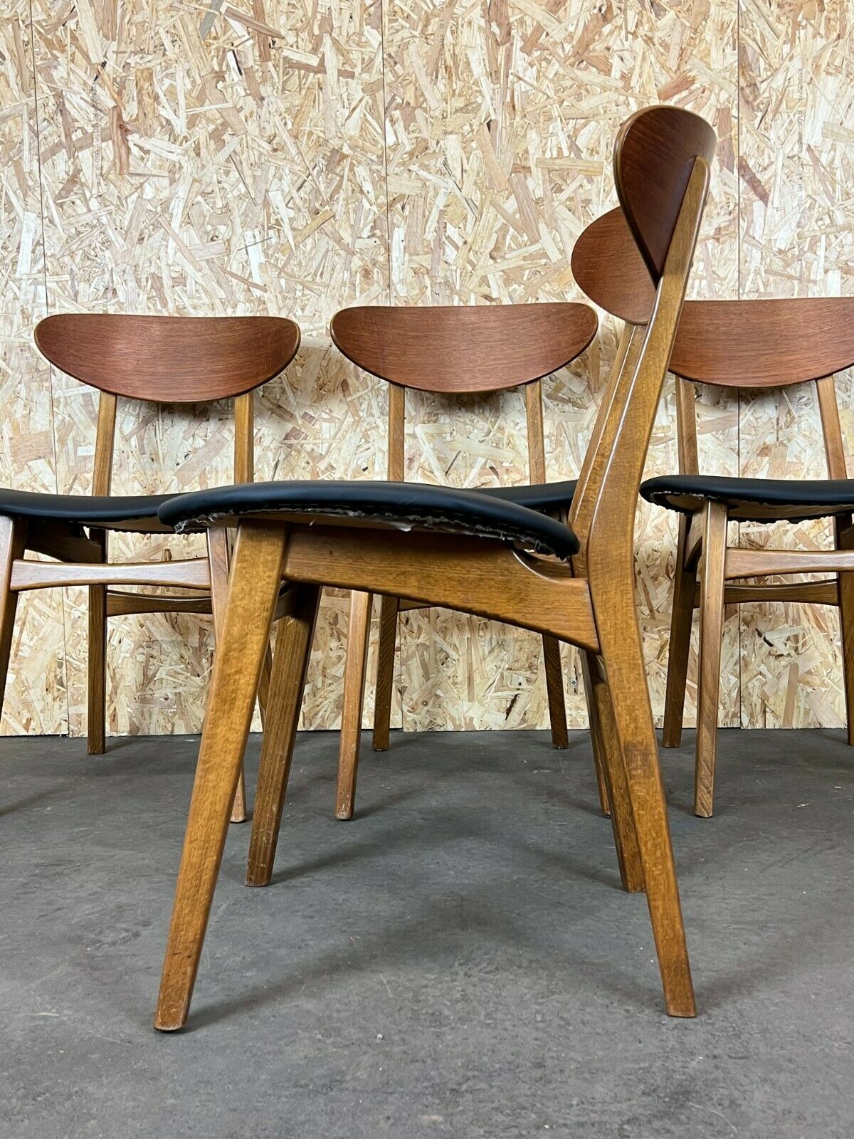 photo for sale 4x 60s 70s Teak Chairs Chair Dining Chair Danish Modern Design 60s 70s