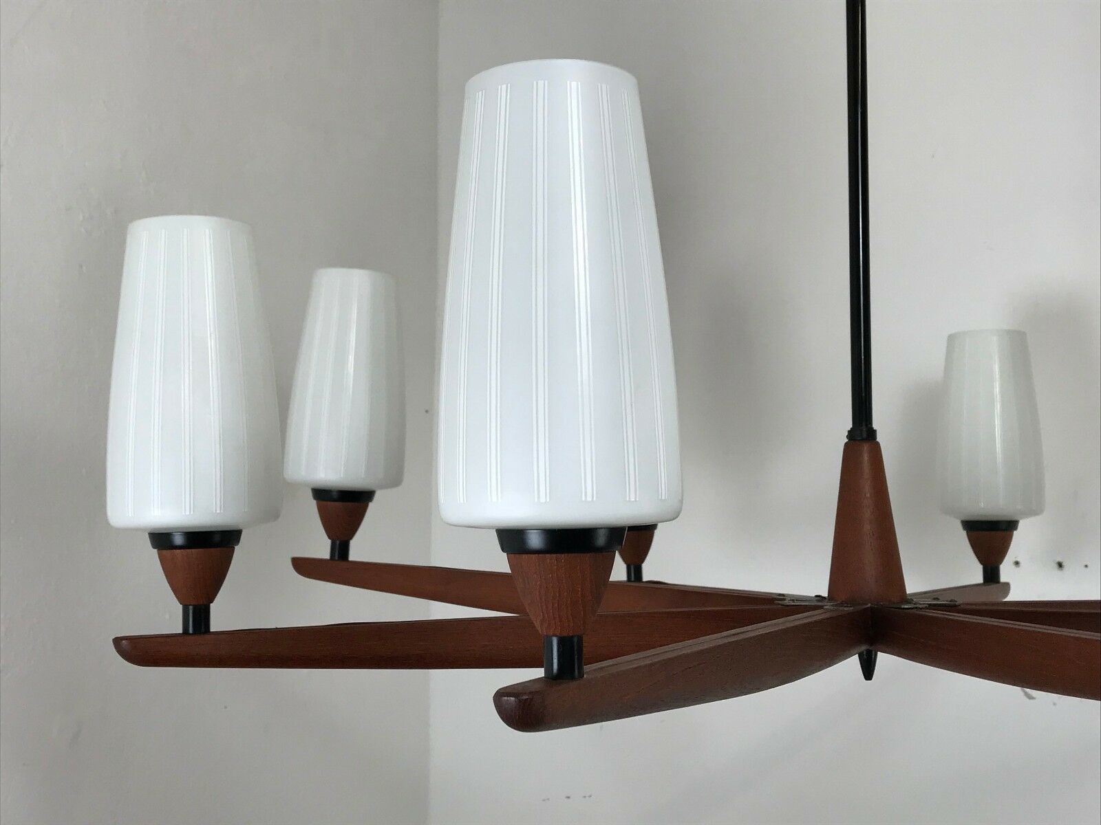 60s 70s Teak Chandelier Chandelier Uno & Osten Kristiansson For Luxus photo furniture