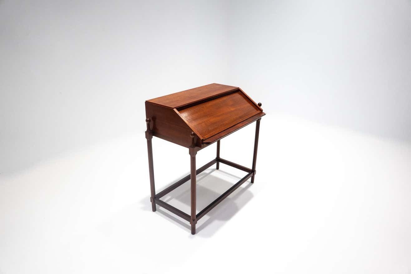 Mid Century Modern Wooden Writing Desk By Fratelli Proserpio, Italy, 1960s photo for sale