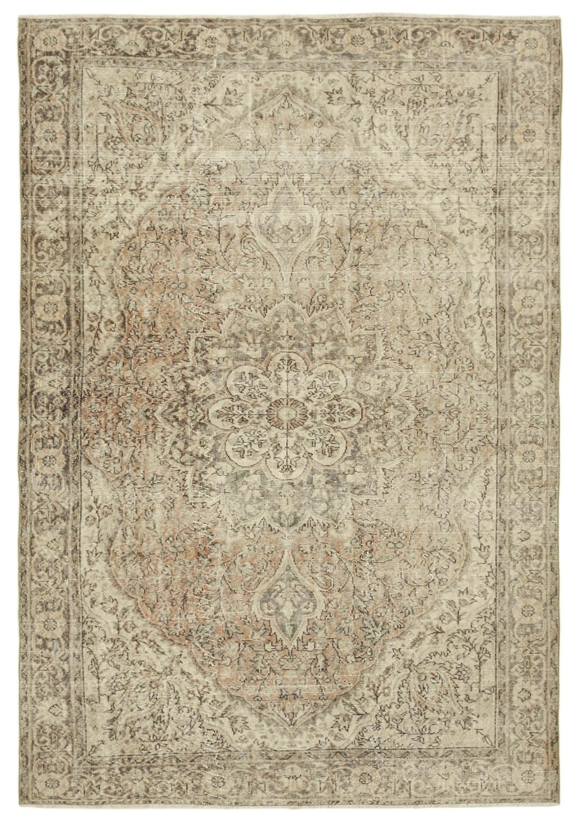 Turkish Handmade 1970s 195 Cm X 300 Cm Beige Vintage Area Rug