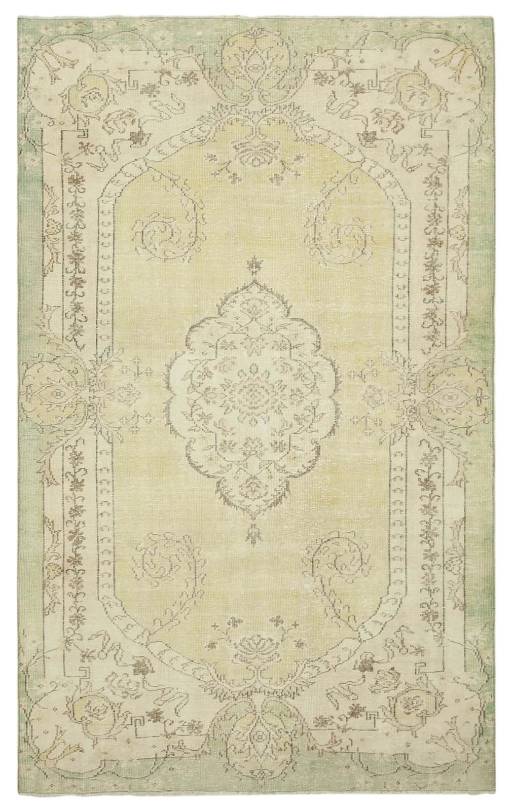 Turkish Handmade 1980s 186 Cm X 313 Cm Beige Wool Vintage Rug