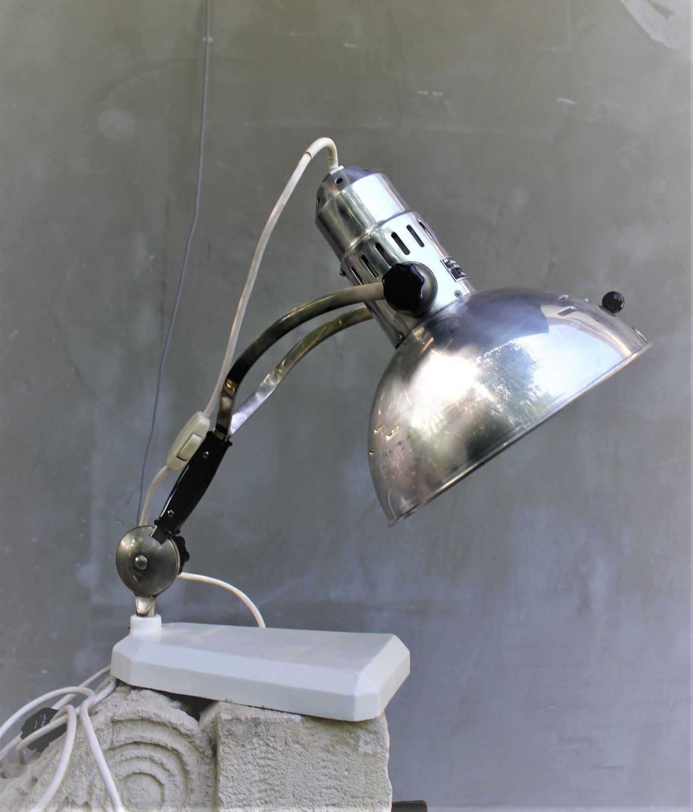 Industrial Table Lamp 70s Light Factory Design Nickel And Steel photo 175.0