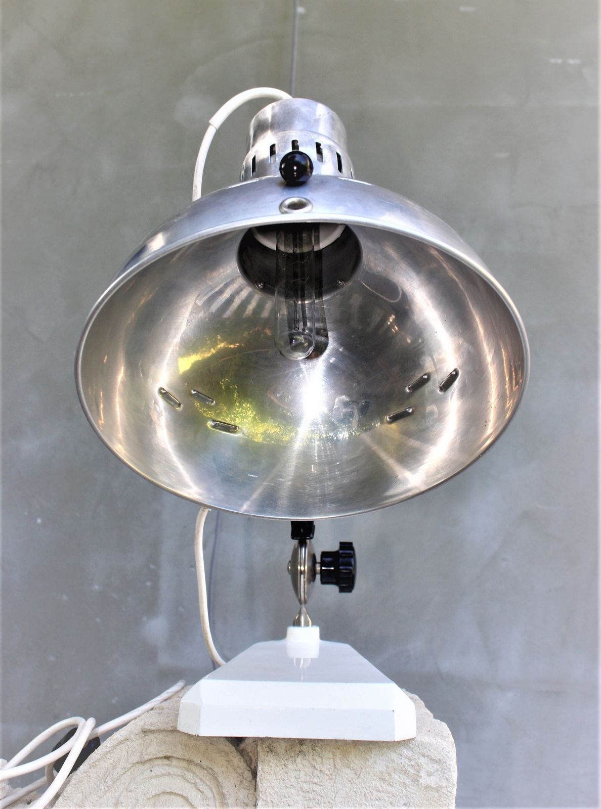 Industrial Table Lamp 70s Light Factory Design Nickel And Steel photo vintage