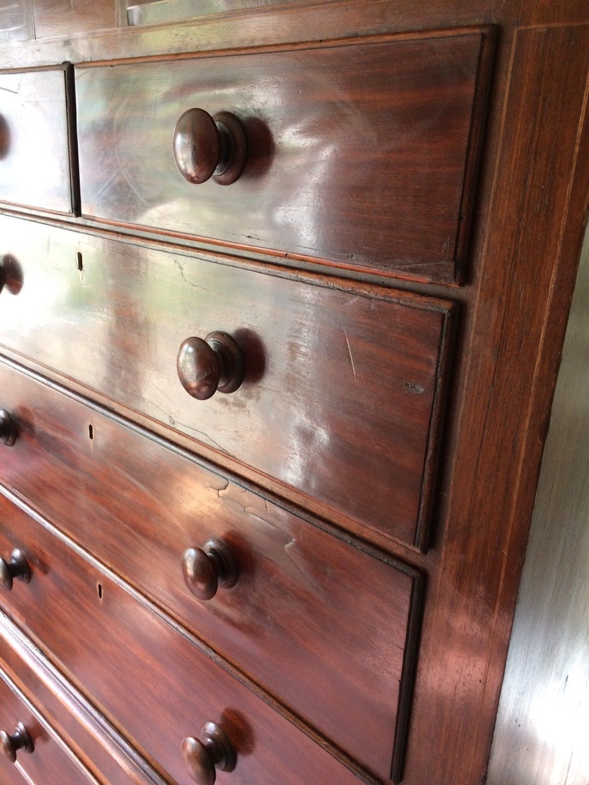 photo for sale Huge Antique Early Victorian Chest On Chest Tallboy Chest Of Drawers Mahogany