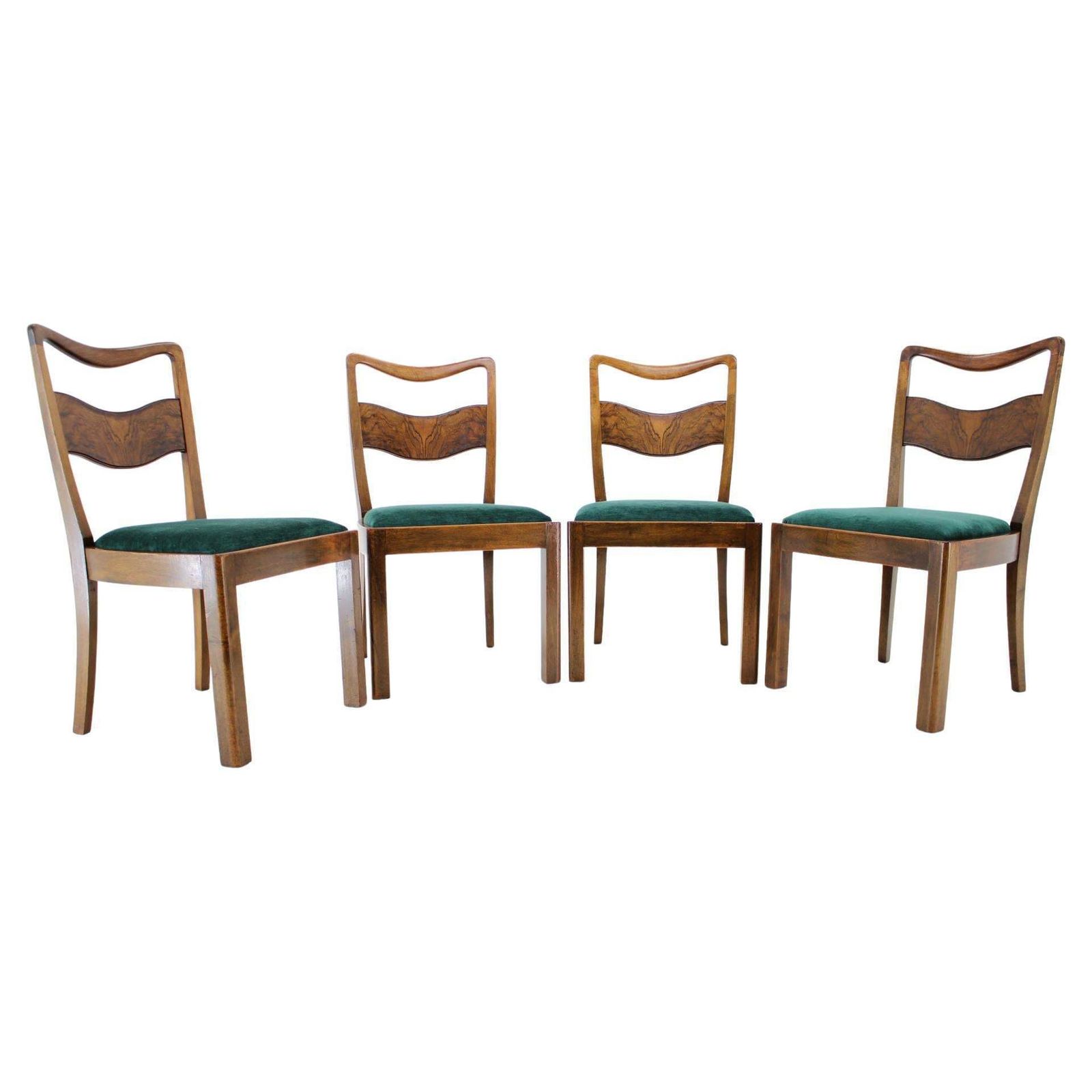 1930s Set Of 4 Art Deco Dining Chairs, Czechoslovakia