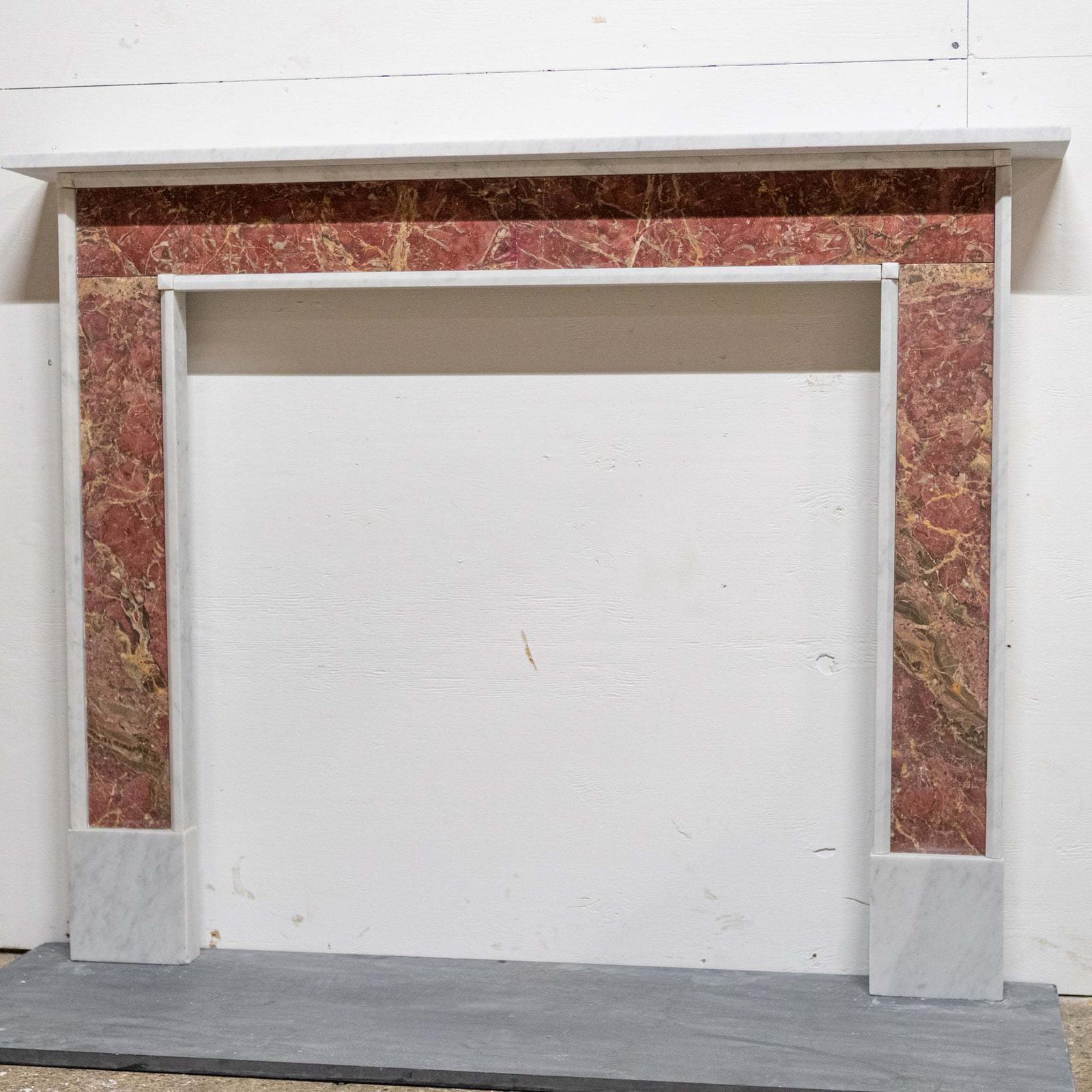 photo for sale Regency Style Carrara & Rouge Marble Fireplace Surround