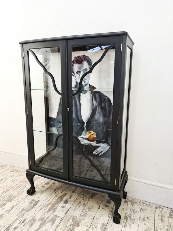 photo furniture Vintage Black Cocktail Cabinet, James Martin Original Artwork