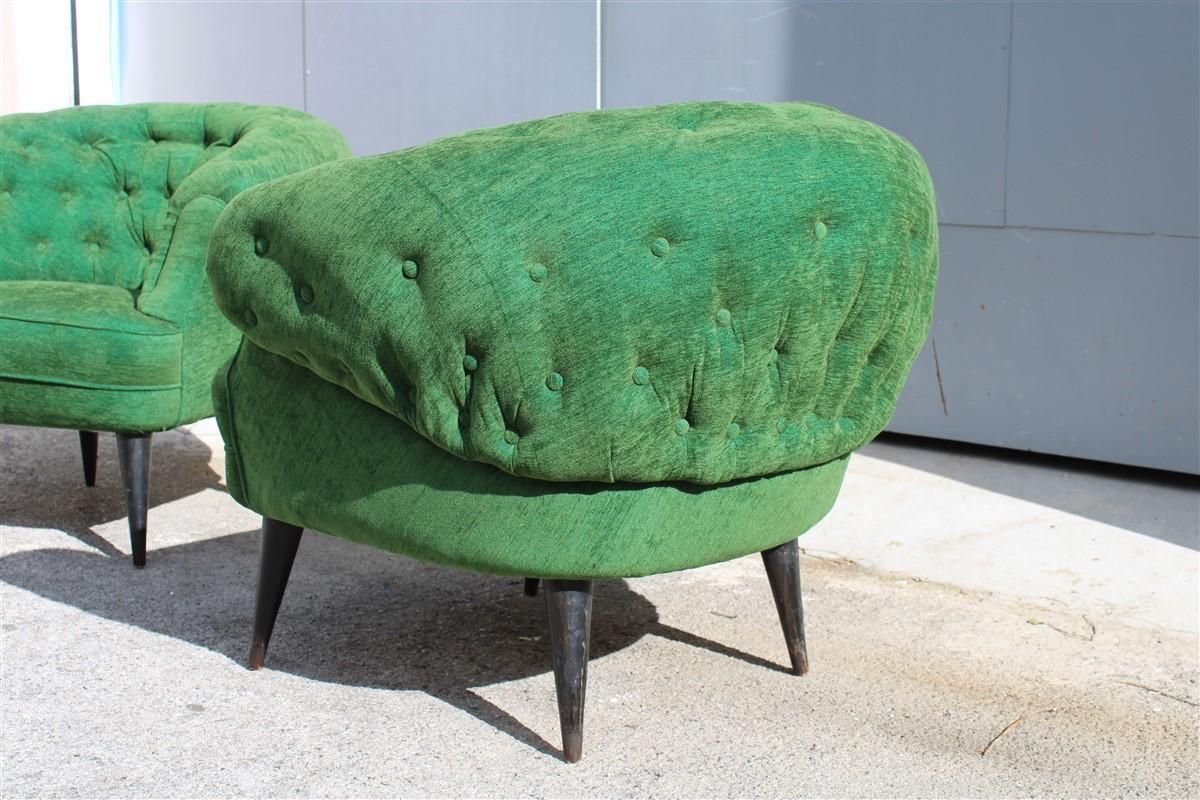 photo for sale Pair Of Armchairs Guglielmo Ulrich Green Velvet Italian Design