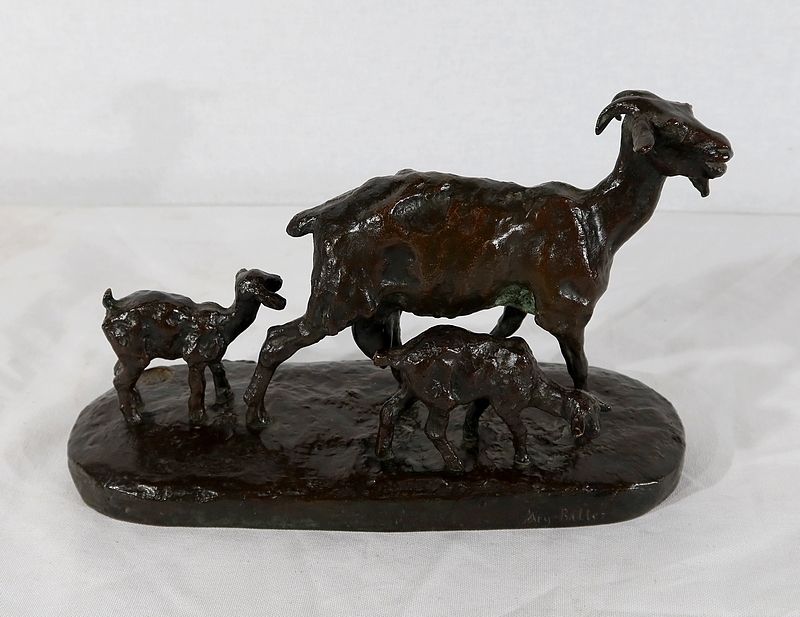 Bronze "Goat And Its Kids" By A.Bitter, 1st Part Of The 20th Century