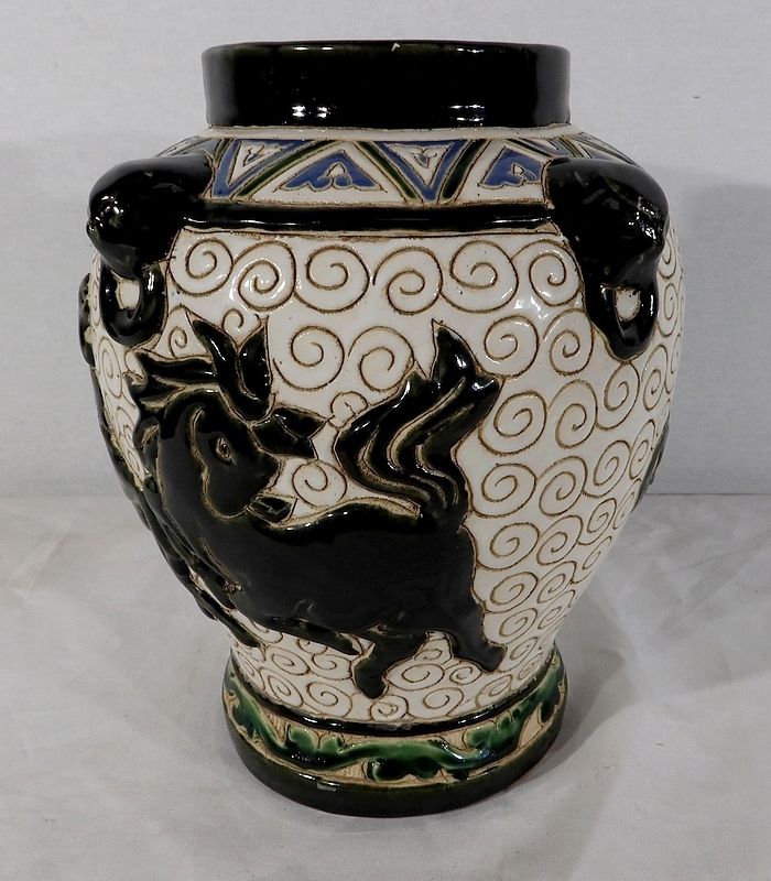 photo vintage Glazed Ceramic Vase, China, 2nd Part Of The 19th Century
