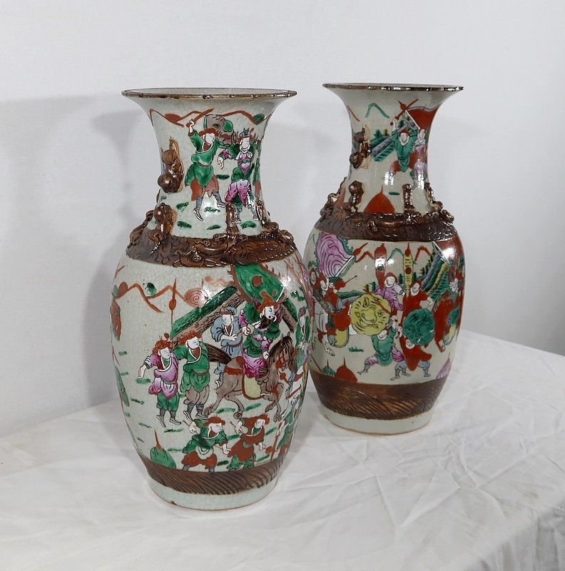 Pair Of Nanking Porcelain Vases, China   Late 19th Century photo furniture