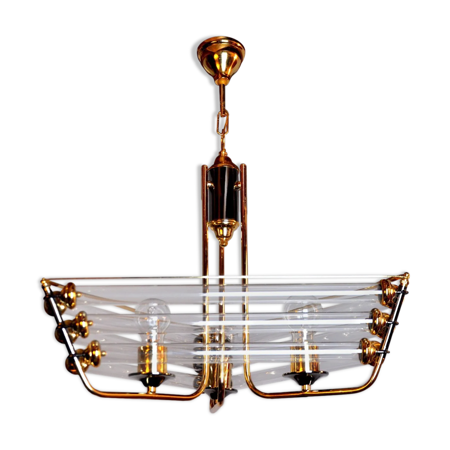Tubular Venini Chandelier Murano Glass 1970 Italy photo vintage