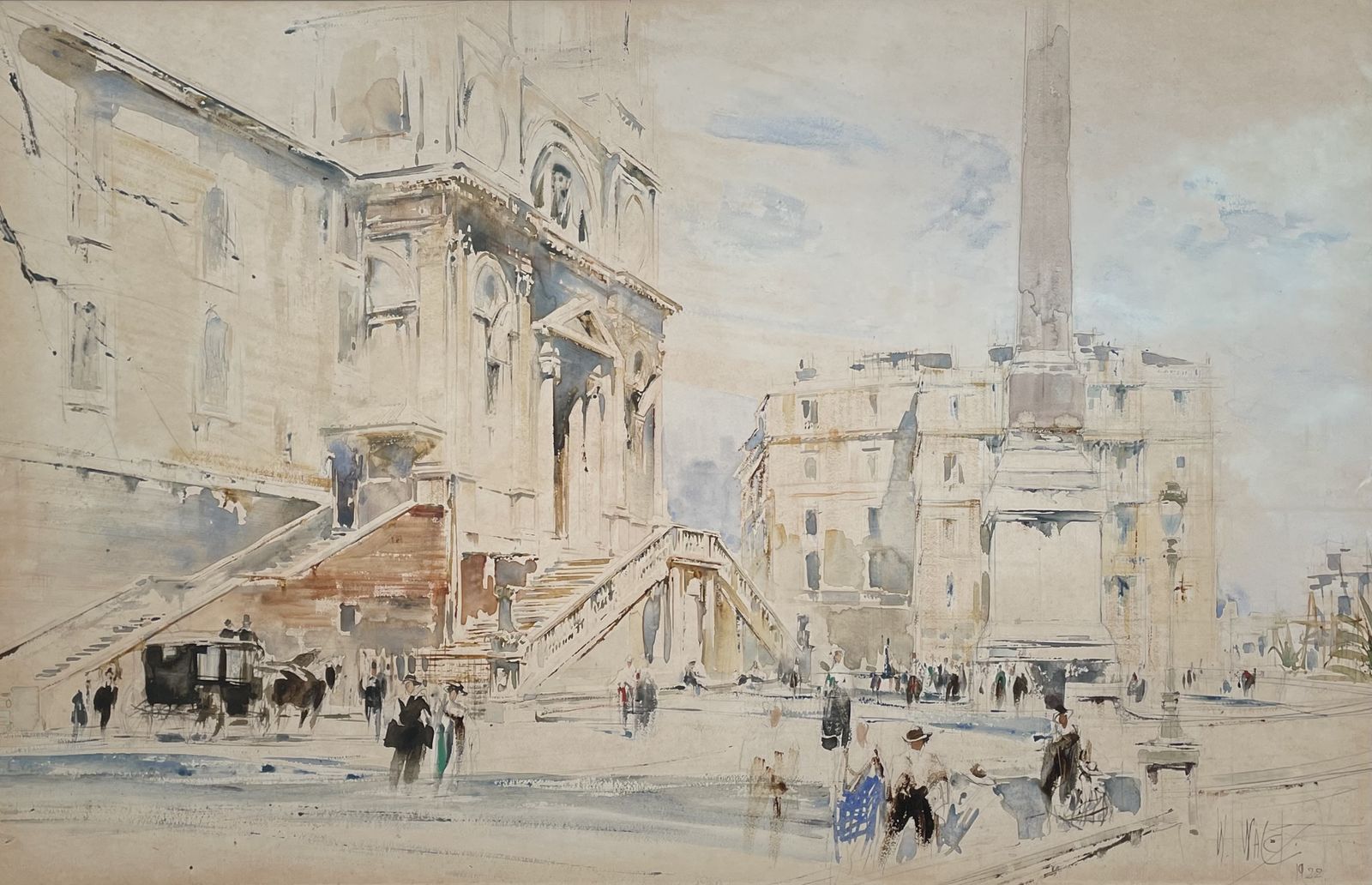 1920s Watercolour Of The Spanish Steps, Rome By William Walcot photo furniture