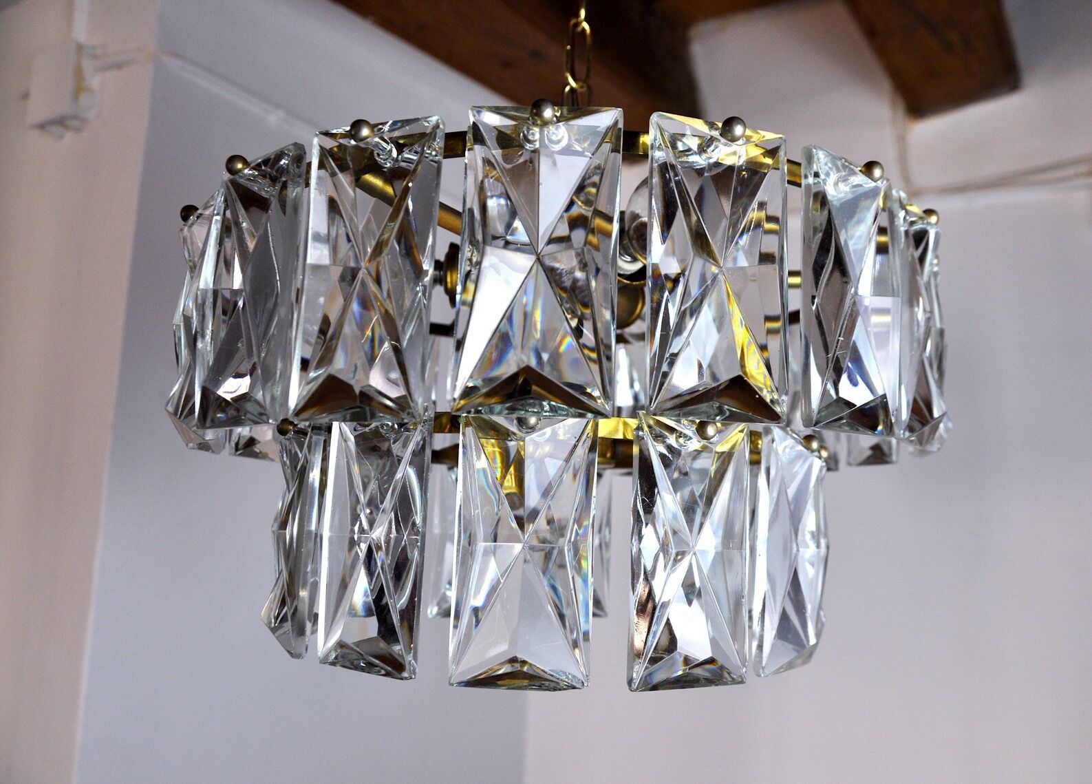 Kinkeldey Chandelier 2 Levels Crystals Germany 1970 photo buy
