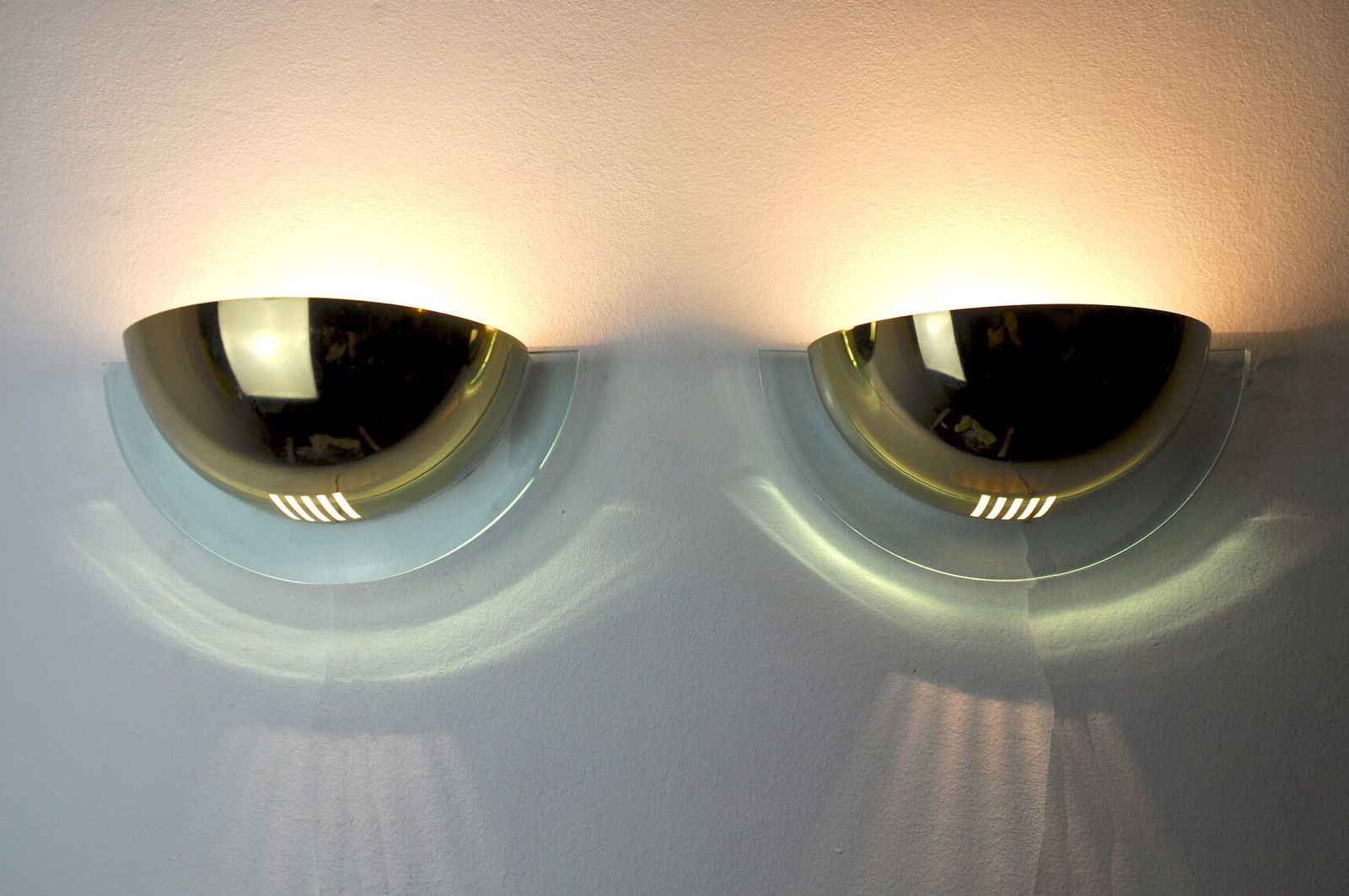 Pair Of Regency Wall Lamps By Gs Demi Lunes Germany 1970 photo 936.0