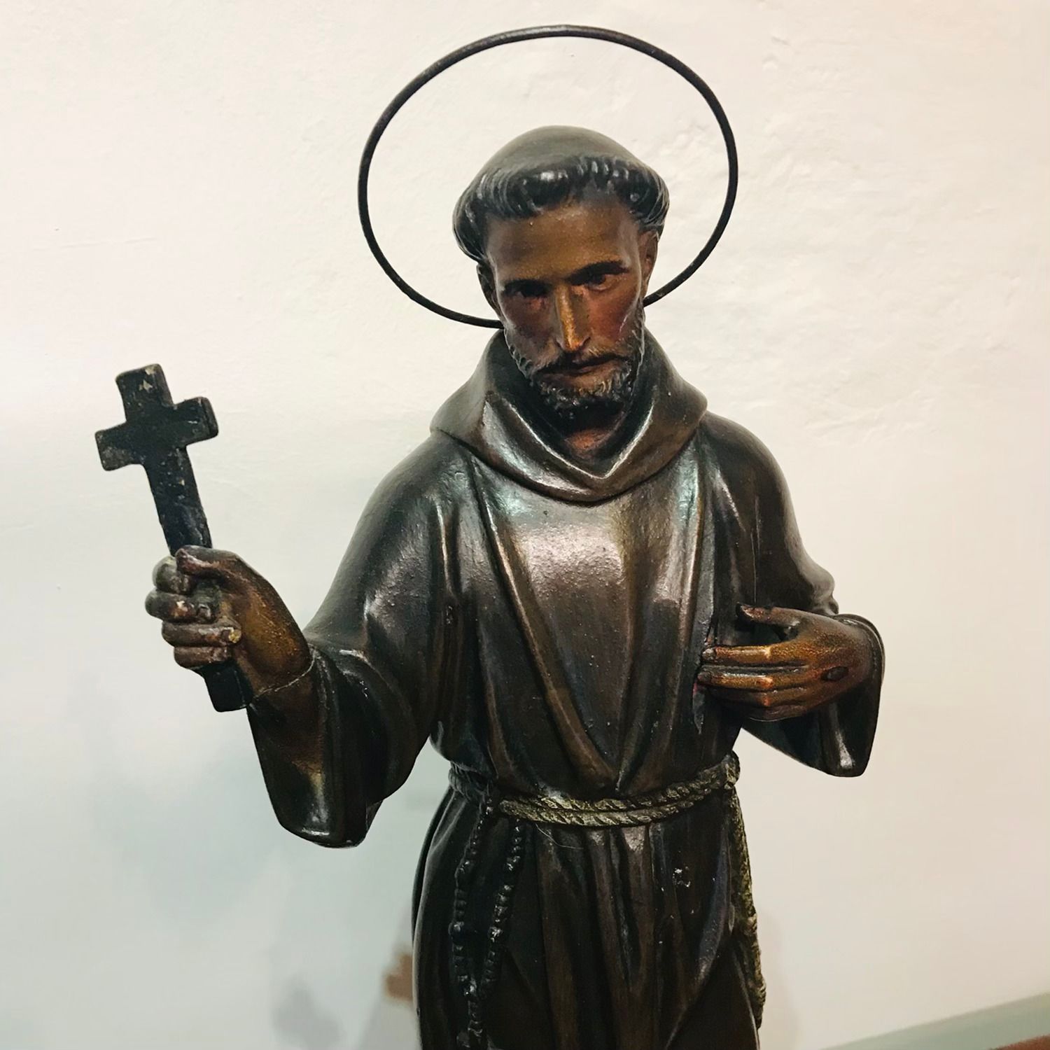 St. Francis Of Assisi Wood And Plaster Statue, Early 20th C. photo for sale