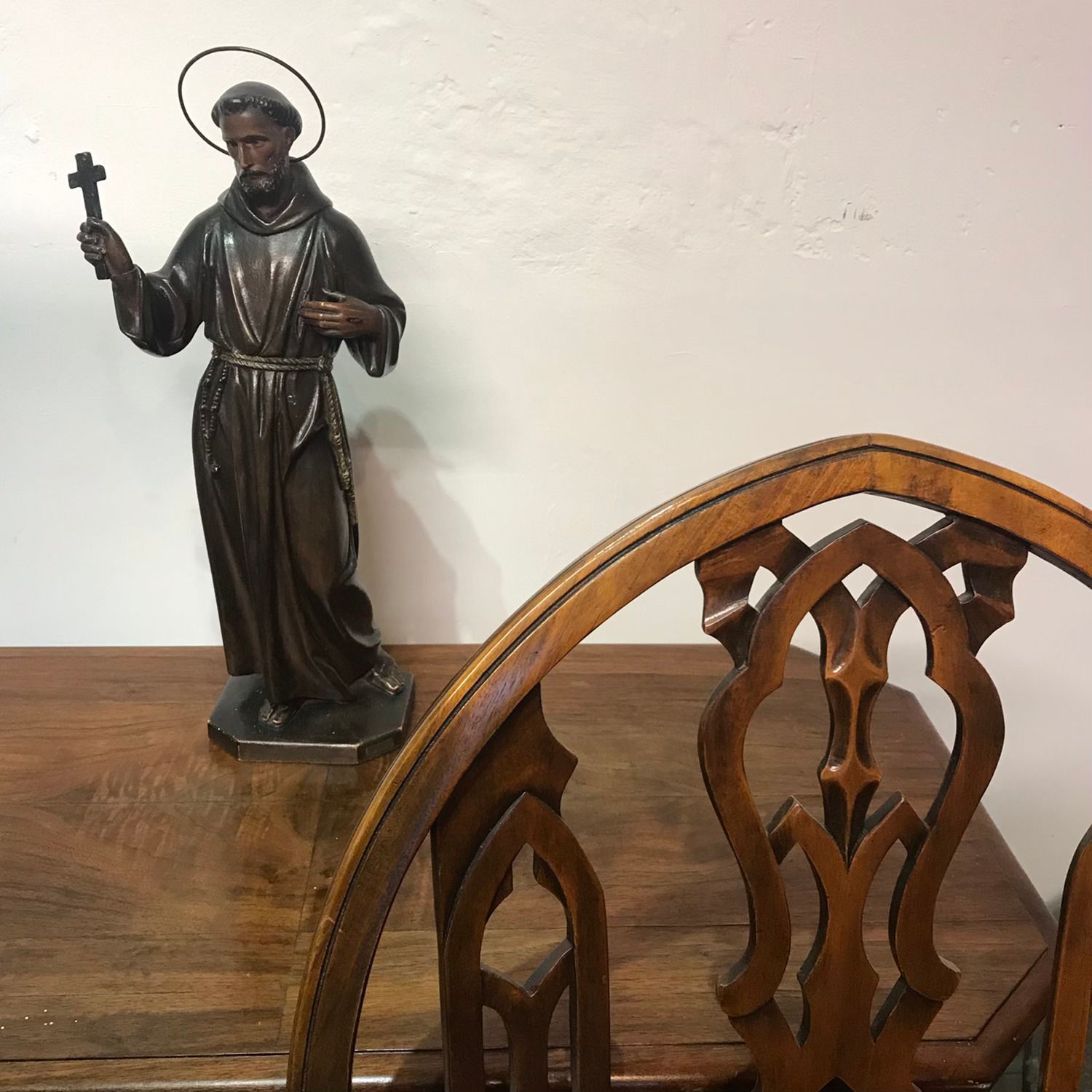 St. Francis Of Assisi Wood And Plaster Statue, Early 20th C. photo 225.0